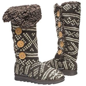 NWT Muk Luks Malena Fairisle Sweater Boot - Brown